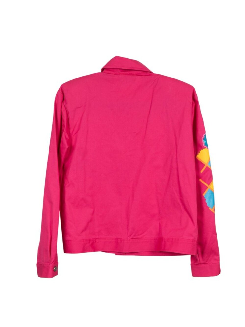 Sunny Sport VTG 80s Jacket 4 Pink Embroidered Collar Sleeves Retro Shoulder Pads - Picture 6 of 7